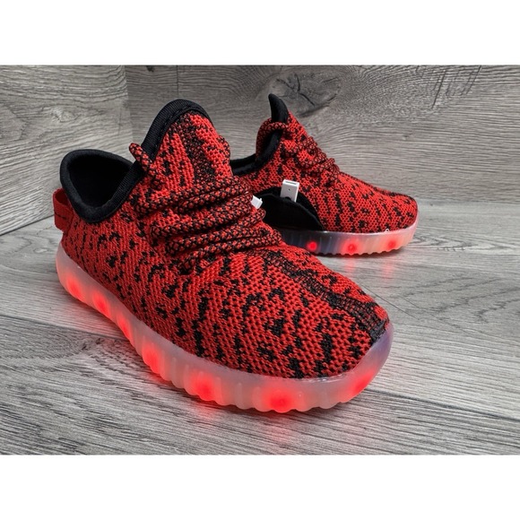 Atsu Other - ATS Usb Led Light Glow Shoes Kids Size 9 Red Sneakers Flashing Colors NIB